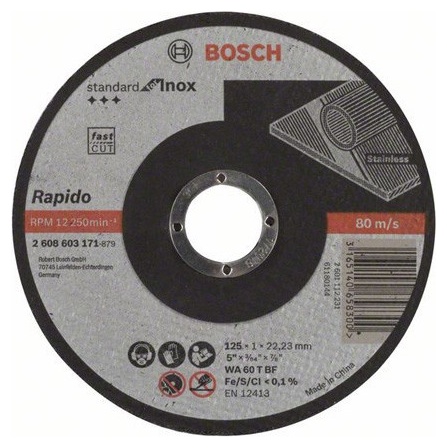  , , Standard for Inox - Rapido Bosch WA 60 T BF, 125 mm, 22,23 mm, 1,0 mm (2608603171) Bosch
